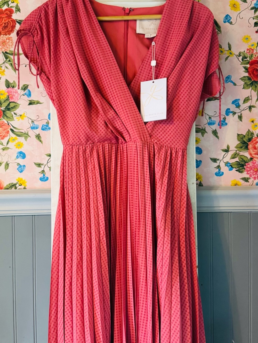 Gal Meets Glam Anjelica Pleated Fit and Flare Dress NWT